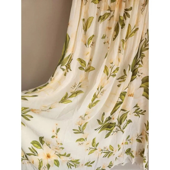 NWT Farm Rio Anthropologie V-Neck Floral Chiffon Maxi Dress Sz S Neutral #9J408 - Picture 6 of 12